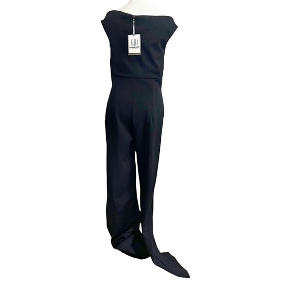 NWT CHIARA BONI REBECCA SUGAR LUREX BLACK METALLIC CUT OUT JUMPSUIT - Picture 4 of 14